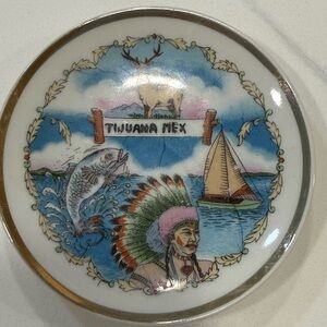 Source Unknown Tijuana Mex Decorative Plate with Blue and Green Accents